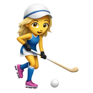 girl playing field hockey sticker