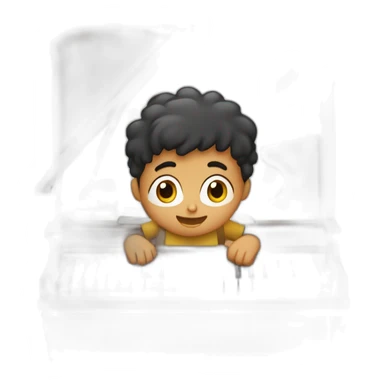 Niño con pelo castaño tocando el piano sticker