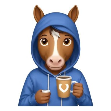  horse with hoodie character holding coffee sticker