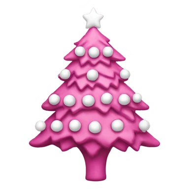 pink christmas tree with white ornaments  sticker