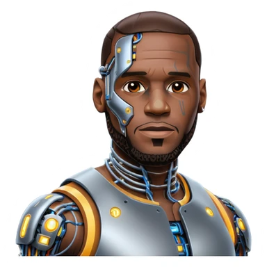 Lebron James as a half robot/cyborg AI  sticker