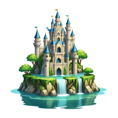 Fantasy castle on a floating island with waterfalls sticker