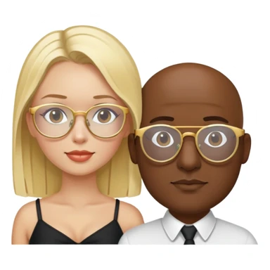 Sexy blonde girl in gold glasses and a dark and slightly bald man spend time together. sticker