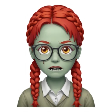 zombie with braided red hair and glassess sticker