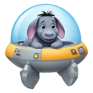 Baby eeyore on a spaceship sticker