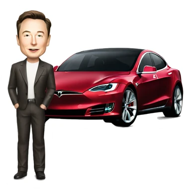 Elon musk with tesla car sticker