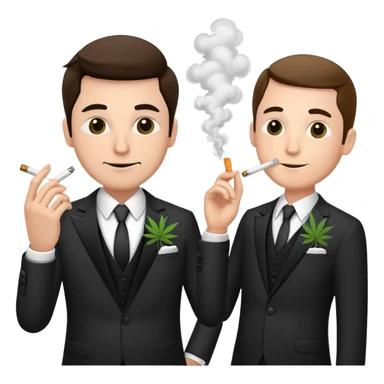 Two well-dressed men in suits crashing a wedding party, smoking cannabis sticker
