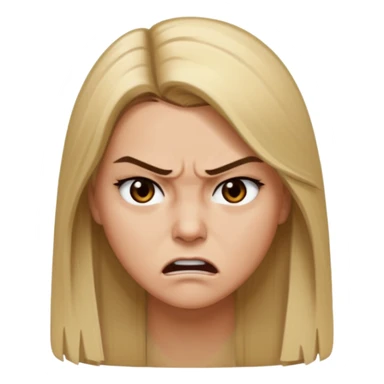 Mujer color de piel moreno claro, con cabello rubio largo, lacio y suelto, ojos negros, enojada  sticker