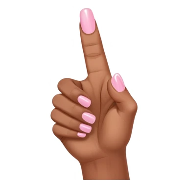 Medium brown skin hand showing thumbs up with light pink painted fingernail polish  sticker