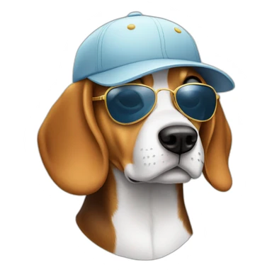 Beagle with baseball cap and aviator sunglasses sticker
