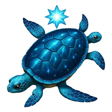 Quasar Turtle emoji – full body, large turtle with a smooth glowing shell shaped like a cosmic quasar, simple light effect in the center of the shell, no patterns, no aura, slight side angle, no background
 sticker