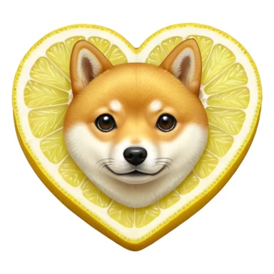 Shiba Jasper realistic heart shaped lemon slice sticker