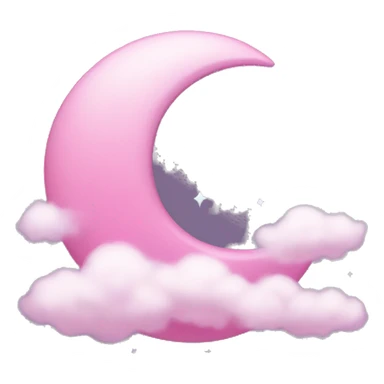 Pink crescent moon with sparkly white clouds sticker