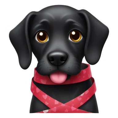 Black dog wrapped in valentine  wrapping paper  sticker