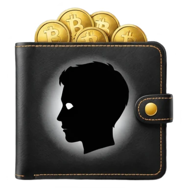 wallet with coins and a person silhouette above sticker