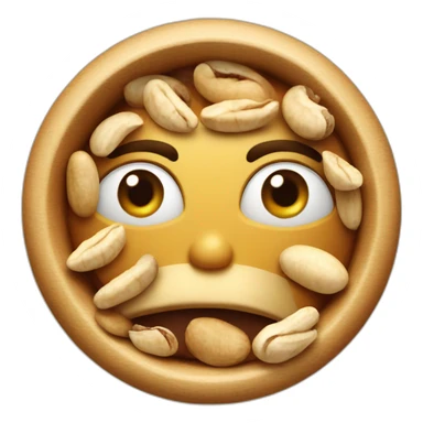 Dish of mixed nuts with a frown face sticker