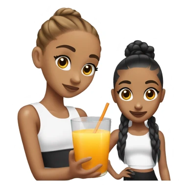 Black Ariana Grande with cookie in one hand and orange juice in other hand and slick back ponytail  sticker