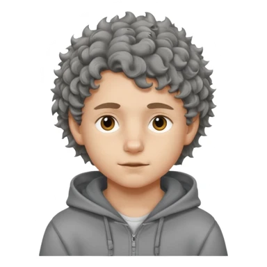 baby face 18 year old boy with grey hoodie and curly-wavy wolf cut hair sticker