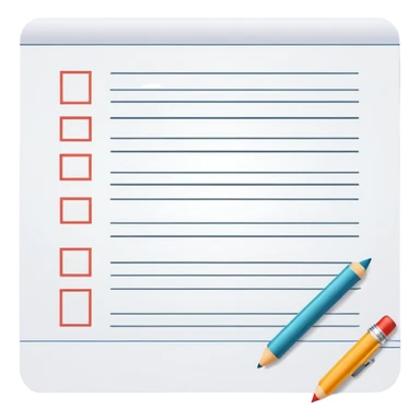worksheet-style paper with checkboxes and horizontal lines, like a classroom handout sticker