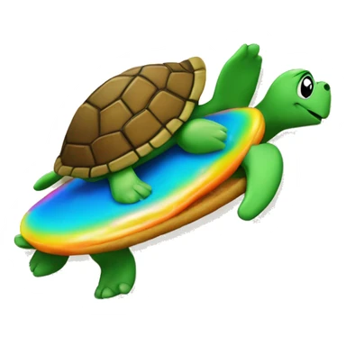 A turtle surfing on a gram cracker but the water is skittles  sticker