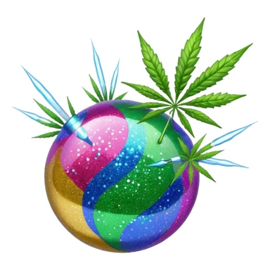 multicolor glitter bomb with weed sticker