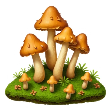 tiny brown chanterelles on moss sticker