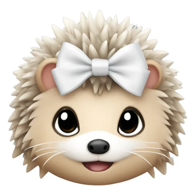 Cute hedgehog with a white bow sticker