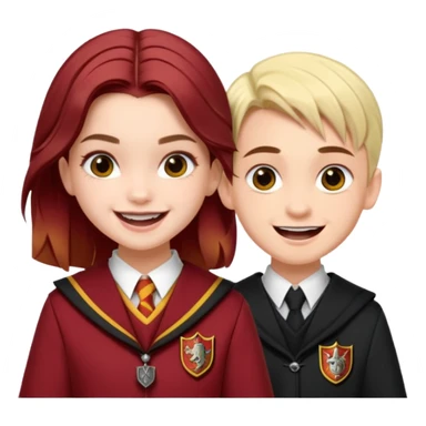 Barbara Palvin as a gryffindor laughing with Draco Malfoy sticker