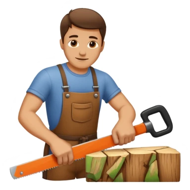 Homme scie du bois sticker