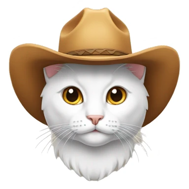 a white cat with a cowboy hat sticker