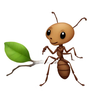 an ant holds a branch in its paws sticker