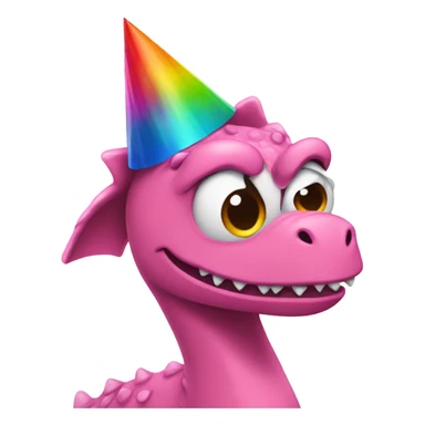 Pink dinosaur with birthday hat sticker