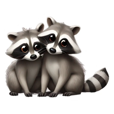 two raccoons kissing sticker