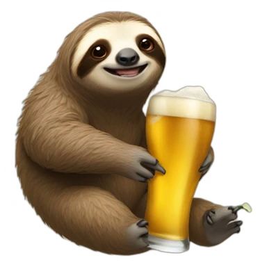 Sloth drinking beer while riding a caterpillar sticker