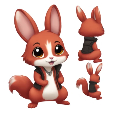 Anthro Sona Cool Edgy Fakemon Full Body Red Rabbit Squirrel Chibi Cute  sticker