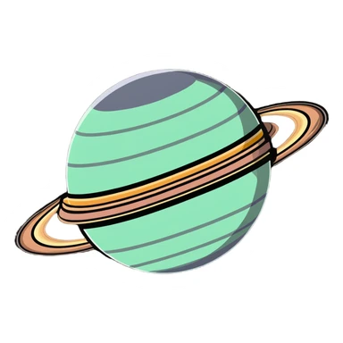 Saturn planet with a friendly face and visible rings sticker