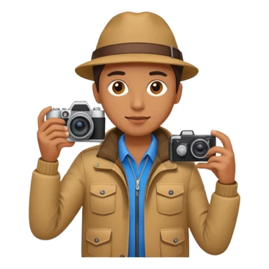 a tourist in europe holding a camera not wearing khaki sticker