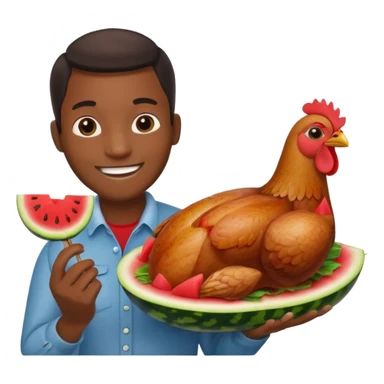 Black person with chicken and watermelon sticker