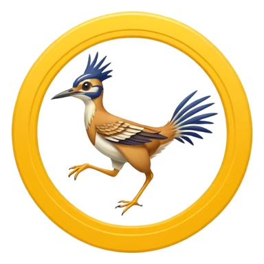 yellow roadrunner . feet are circled by a white line spinning in a circle to indicate running fast. sticker