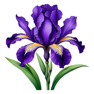Beautiful purple iris flower with distinctive three falls and three standards, showing typical iris shape with sword-like leaves sticker