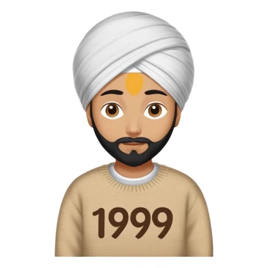 Sikh wearing sweater with 19 written on  sticker