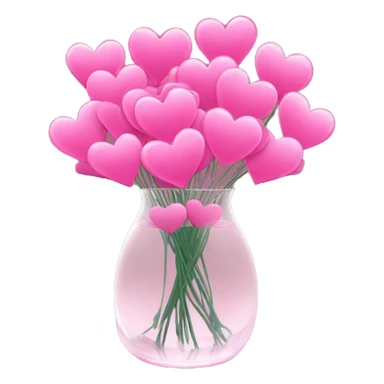 10000000 huge pink hearts on stems in a clear glass vase sticker