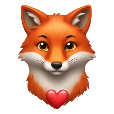 deep lush red fox face with tiny red heart instead of eyes sticker