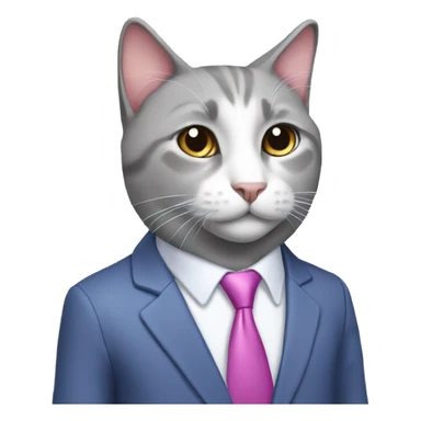 Gray and white cat-realtor i in purple suit blue shirt and pink tie sticker
