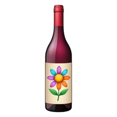 a flower decoration on a wine bottle sticker