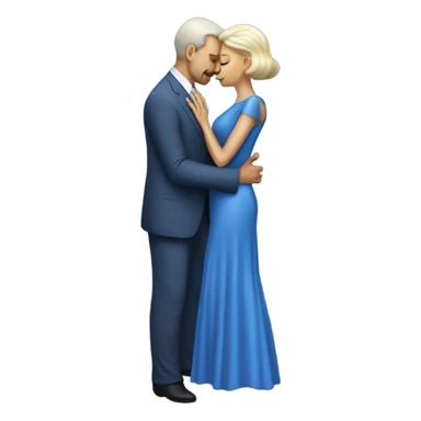 White man in blue dress  hugs and kissing Alien reptilian woman in silver dress  sticker