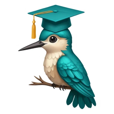 Un colibri con birrete de graduación y que el colibrí sea turquesa oscuro, que este se vea bastante realista  sticker