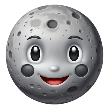 Mercury planet with a cute smiling face and crater details sticker