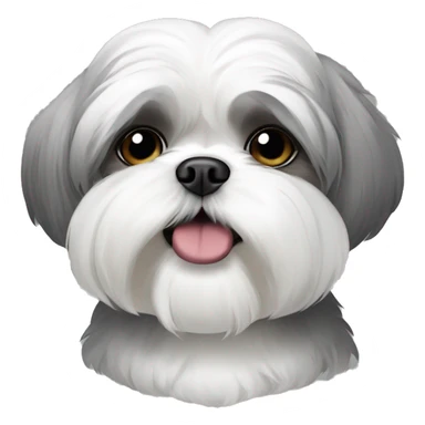 White and grey shih tzu with underbite sticker