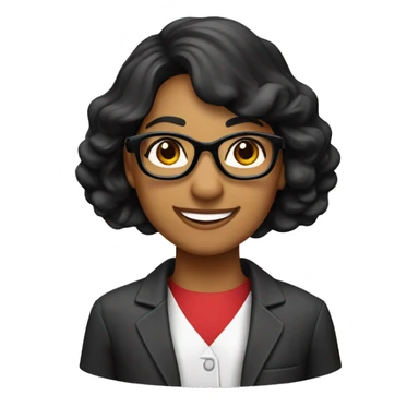 científica, morena de cabello negro ondulado recogido con una cola, con lentes, sonriente, con bata de laboratorio sticker